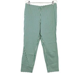 A New Day Green Geo Print Skinny Ankle Stretch Pants High Rise Fitted
